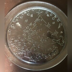 Glass Christmas serving plate